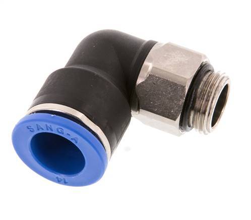 14mm x G3/8'' 90 graden L-verbinding Messing/PA 66 Insteekfitting Buitendraad Kort Draaibaar NBR