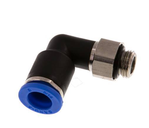 8mm x G1/8'' 90 graden L-verbinding Messing/PA 66 Insteekfitting Buitendraad Draaibaar NBR [2 Stuks]