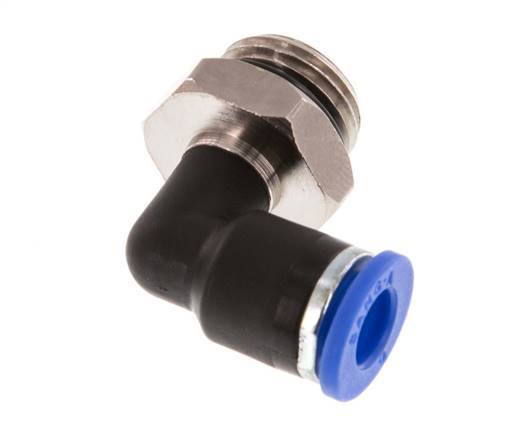 6mm x G1/4'' 90 graden L-verbinding Messing/PA 66 Insteekfitting Buitendraad Draaibaar NBR [2 Stuks]