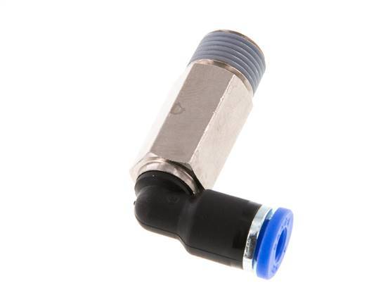 4mm x R1/8'' 90 graden L-verbinding Messing/PA 66 Insteekfitting Buitendraad Lange Huls Draaibaar NBR [2 Stuks]