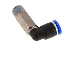 6mm x R1/8'' 90deg Elbow Push-in Fitting with Male Threads Brass/PA 66 NBR Long Sleeve Rotatable [2 Pieces]