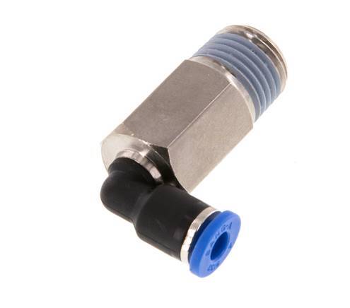 4mm x R1/4'' 90deg Elbow Push-in Fitting with Male Threads Brass/PA 66 NBR Long Sleeve Rotatable [2 Pieces]
