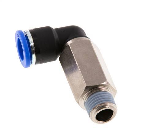 10mm x R1/4'' 90deg Elbow Push-in Fitting with Male Threads Brass/PA 66 NBR Long Sleeve Rotatable [2 Pieces]