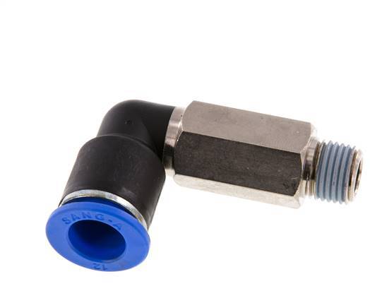 12mm x R1/4'' 90 graden L-verbinding Messing/PA 66 Insteekfitting Buitendraad Lange Huls Draaibaar NBR