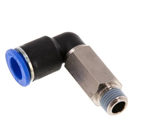 12mm x R1/4'' 90 graden L-verbinding Messing/PA 66 Insteekfitting Buitendraad Lange Huls Draaibaar NBR