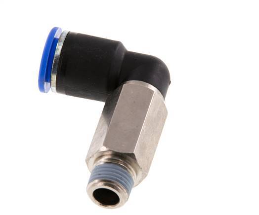 12mm x R1/4'' 90 graden L-verbinding Messing/PA 66 Insteekfitting Buitendraad Lange Huls Draaibaar NBR