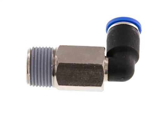 8mm x R3/8'' 90deg Elbow Push-in Fitting with Male Threads Brass/PA 66 NBR Long Sleeve Rotatable [2 Pieces]
