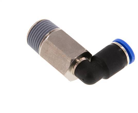 8mm x R3/8'' 90deg Elbow Push-in Fitting with Male Threads Brass/PA 66 NBR Long Sleeve Rotatable [2 Pieces]