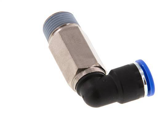 10mm x R3/8'' 90 graden L-verbinding Messing/PA 66 Insteekfitting Buitendraad Lange Huls Draaibaar NBR [2 Stuks]