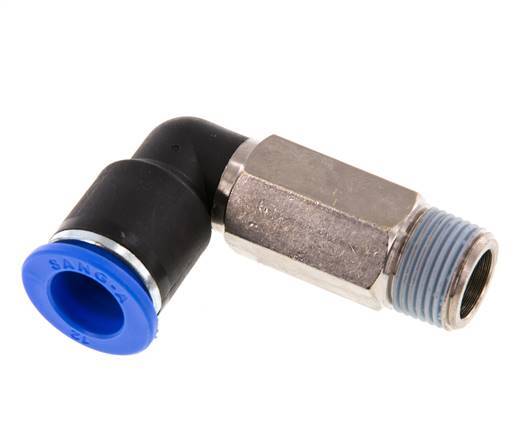 12mm x R3/8'' 90 graden L-verbinding Messing/PA 66 Insteekfitting Buitendraad Lange Huls Draaibaar NBR