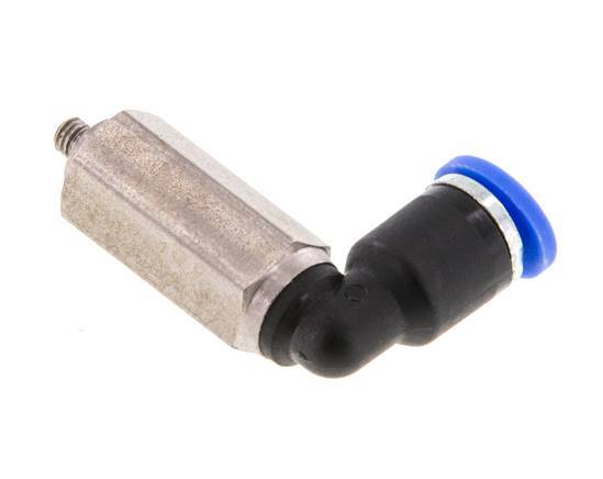 4mm x M 3 90deg Elbow Push-in Fitting with Male Threads Brass/PA 66 NBR Long Sleeve Rotatable [2 Pieces]