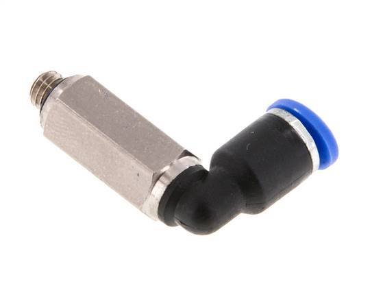3mm x M 5 90 graden L-verbinding Messing/PA 66 Insteekfitting Buitendraad Lange Huls Draaibaar NBR [2 Stuks]