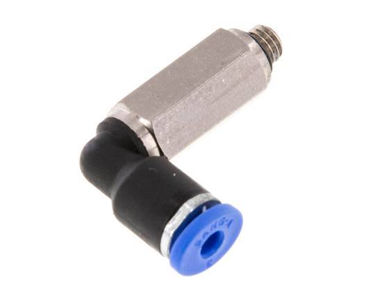 3mm x M 5 90 graden L-verbinding Messing/PA 66 Insteekfitting Buitendraad Lange Huls Draaibaar NBR [2 Stuks]