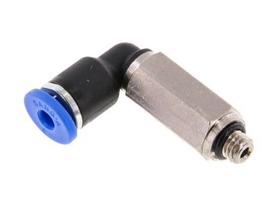 3mm x M 5 90 graden L-verbinding Messing/PA 66 Insteekfitting Buitendraad Lange Huls Draaibaar NBR [2 Stuks]
