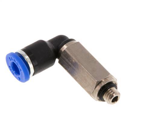 4mm x M 5 90 graden L-verbinding Messing/PA 66 Insteekfitting Buitendraad Lange Huls Draaibaar NBR [2 Stuks]