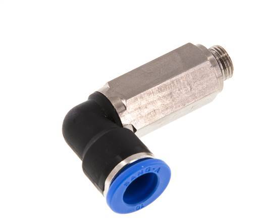 10mm x G1/8'' 90 graden L-verbinding Messing/PA 66 Insteekfitting Buitendraad Lange Huls Draaibaar NBR [2 Stuks]