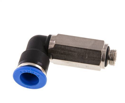10mm x G1/8'' 90 graden L-verbinding Messing/PA 66 Insteekfitting Buitendraad Lange Huls Draaibaar NBR [2 Stuks]