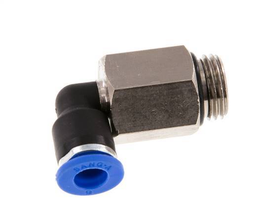 6mm x G1/4'' 90 graden L-verbinding Messing/PA 66 Insteekfitting Buitendraad Lange Huls Draaibaar NBR [2 Stuks]