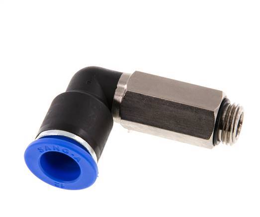 12mm x G1/4'' 90 graden L-verbinding Messing/PA 66 Insteekfitting Buitendraad Lange Huls Draaibaar NBR
