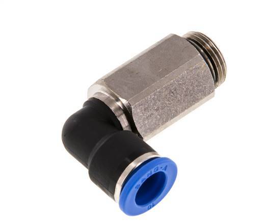 10mm x G3/8'' 90 graden L-verbinding Messing/PA 66 Insteekfitting Buitendraad Lange Huls Draaibaar NBR [2 Stuks]