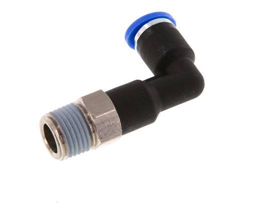 4mm x R1/8'' 90deg Elbow Push-in Fitting with Male Threads Brass/PA 66 NBR Long Body Rotatable [5 Pieces]