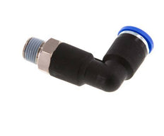 8mm x R1/8'' 90deg Elbow Push-in Fitting with Male Threads Brass/PA 66 NBR Long Body Rotatable [2 Pieces]