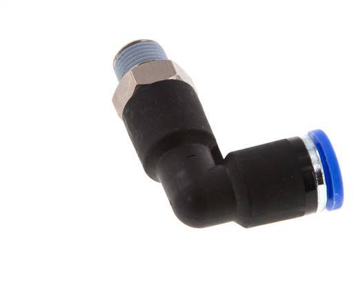 8mm x R1/8'' 90 graden L-verbinding Messing/PA 66 Insteekfitting Buitendraad Lange Behuizing Draaibaar NBR [2 Stuks]