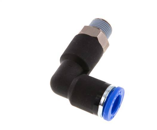 8mm x R1/8'' 90 graden L-verbinding Messing/PA 66 Insteekfitting Buitendraad Lange Behuizing Draaibaar NBR [2 Stuks]