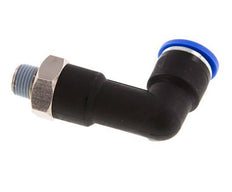 10mm x R1/8'' 90deg Elbow Push-in Fitting with Male Threads Brass/PA 66 NBR Long Body Rotatable [2 Pieces]