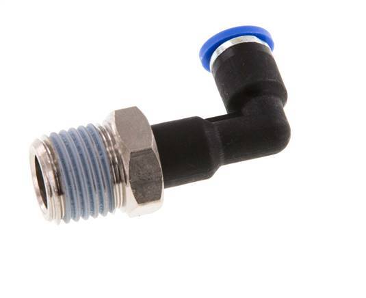 4mm x R1/4'' 90deg Elbow Push-in Fitting with Male Threads Brass/PA 66 NBR Long Body Rotatable [2 Pieces]