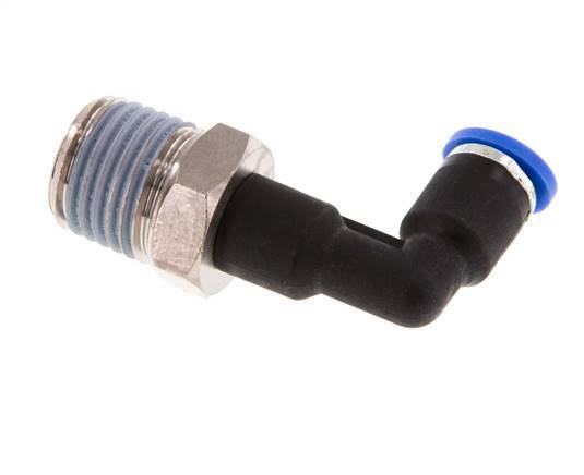 4mm x R1/4'' 90deg Elbow Push-in Fitting with Male Threads Brass/PA 66 NBR Long Body Rotatable [2 Pieces]