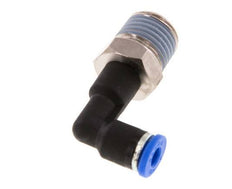 4mm x R1/4'' 90deg Elbow Push-in Fitting with Male Threads Brass/PA 66 NBR Long Body Rotatable [2 Pieces]