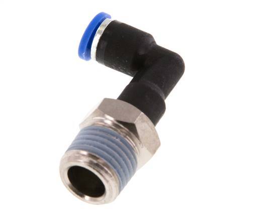 4mm x R1/4'' 90deg Elbow Push-in Fitting with Male Threads Brass/PA 66 NBR Long Body Rotatable [2 Pieces]