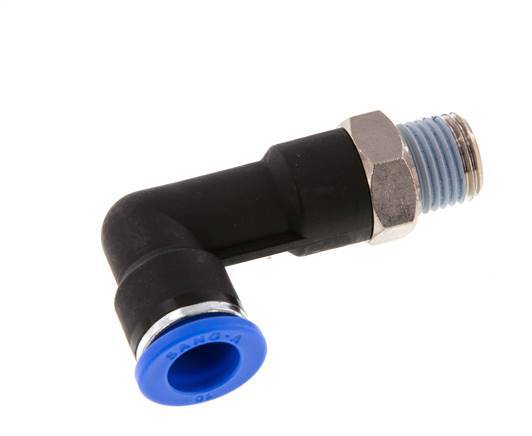 10mm x R1/4'' 90 graden L-verbinding Messing/PA 66 Insteekfitting Buitendraad Lange Behuizing Draaibaar NBR [2 Stuks]