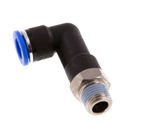 10mm x R1/4'' 90 graden L-verbinding Messing/PA 66 Insteekfitting Buitendraad Lange Behuizing Draaibaar NBR [2 Stuks]