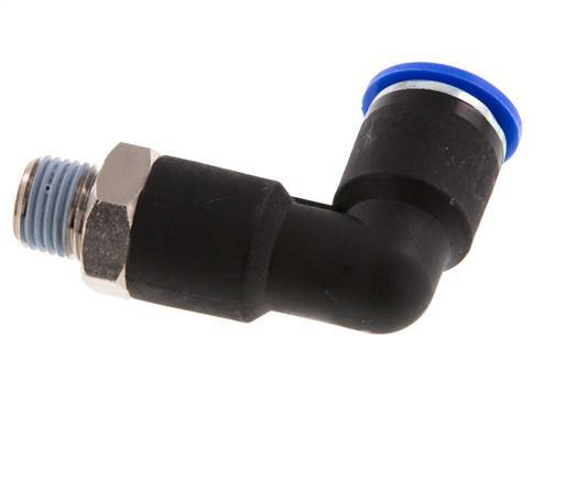 12mm x R1/4'' 90 graden L-verbinding Messing/PA 66 Insteekfitting Buitendraad Lange Behuizing Draaibaar NBR [2 Stuks]