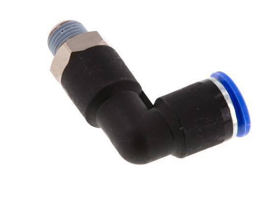12mm x R1/4'' 90 graden L-verbinding Messing/PA 66 Insteekfitting Buitendraad Lange Behuizing Draaibaar NBR [2 Stuks]