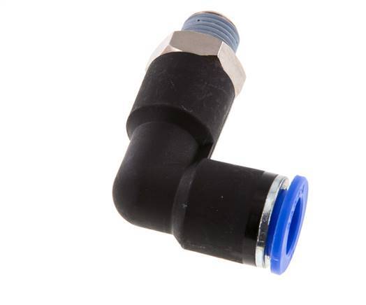 12mm x R1/4'' 90 graden L-verbinding Messing/PA 66 Insteekfitting Buitendraad Lange Behuizing Draaibaar NBR [2 Stuks]