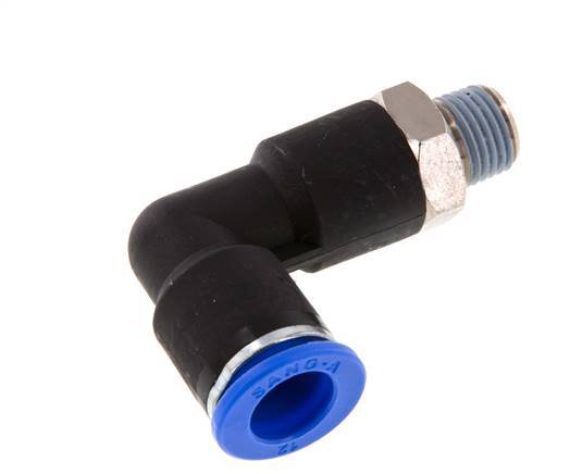 12mm x R1/4'' 90 graden L-verbinding Messing/PA 66 Insteekfitting Buitendraad Lange Behuizing Draaibaar NBR [2 Stuks]