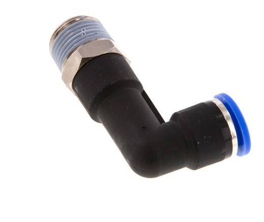 10mm x R3/8'' 90 graden L-verbinding Messing/PA 66 Insteekfitting Buitendraad Lange Behuizing Draaibaar NBR [2 Stuks]