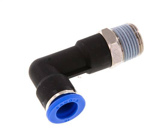 10mm x R3/8'' 90 graden L-verbinding Messing/PA 66 Insteekfitting Buitendraad Lange Behuizing Draaibaar NBR [2 Stuks]