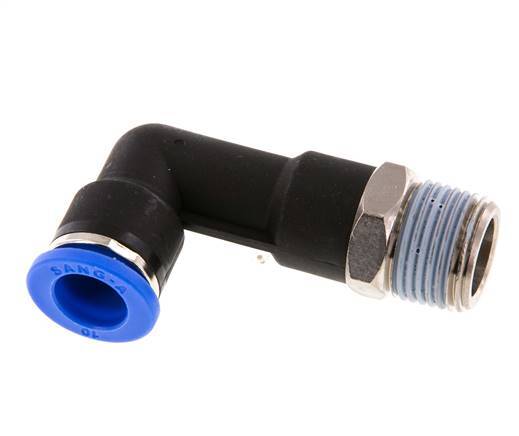 10mm x R3/8'' 90 graden L-verbinding Messing/PA 66 Insteekfitting Buitendraad Lange Behuizing Draaibaar NBR [2 Stuks]