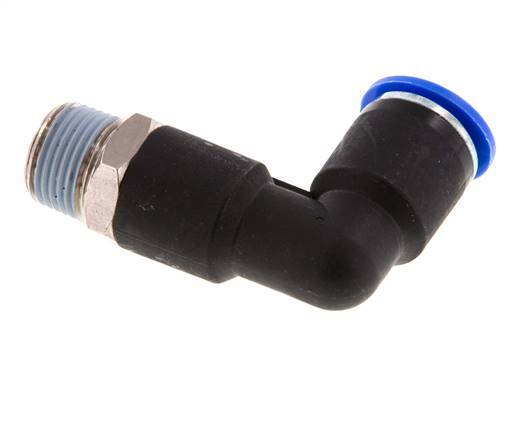 12mm x R3/8'' 90deg Elbow Push-in Fitting with Male Threads Brass/PA 66 NBR Long Body Rotatable [2 Pieces]