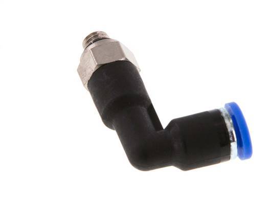 4mm x M 5 90 graden L-verbinding Messing/PA 66 Insteekfitting Buitendraad Lange Behuizing Draaibaar NBR [2 Stuks]