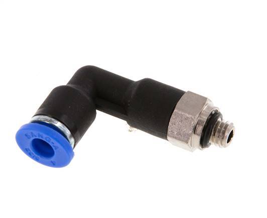 4mm x M 5 90 graden L-verbinding Messing/PA 66 Insteekfitting Buitendraad Lange Behuizing Draaibaar NBR [2 Stuks]