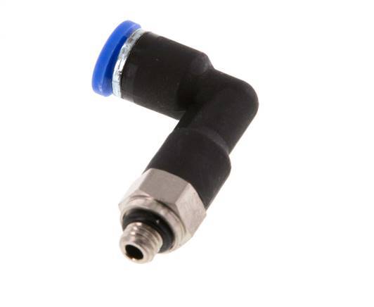 4mm x M 5 90 graden L-verbinding Messing/PA 66 Insteekfitting Buitendraad Lange Behuizing Draaibaar NBR [2 Stuks]
