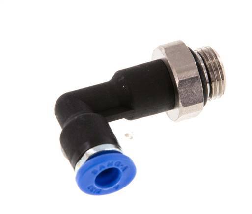 4mm x G1/8'' 90 graden L-verbinding Messing/PA 66 Insteekfitting buitendraad Lange Behuizing Draaibaar NBR [5 Stuks]