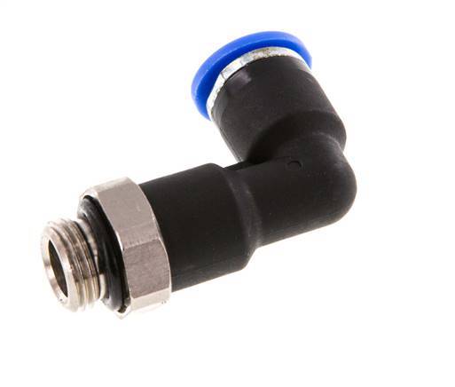 6mm x G1/8'' 90deg Elbow Push-in Fitting with Male Threads Brass/PA 66 NBR Long Body Rotatable [5 Pieces]