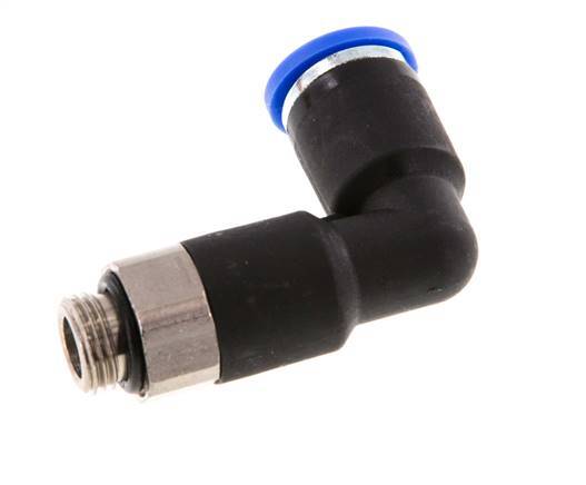 8mm x G1/8'' 90deg Elbow Push-in Fitting with Male Threads Brass/PA 66 NBR Long Body Rotatable [2 Pieces]