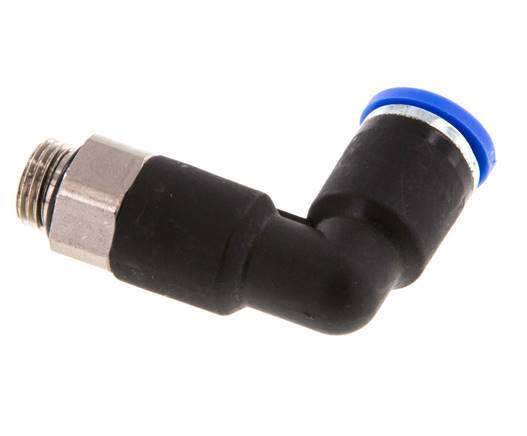 8mm x G1/8'' 90 graden L-verbinding Messing/PA 66 Insteekfitting Buitendraad Lange Behuizing Draaibaar NBR [2 Stuks]
